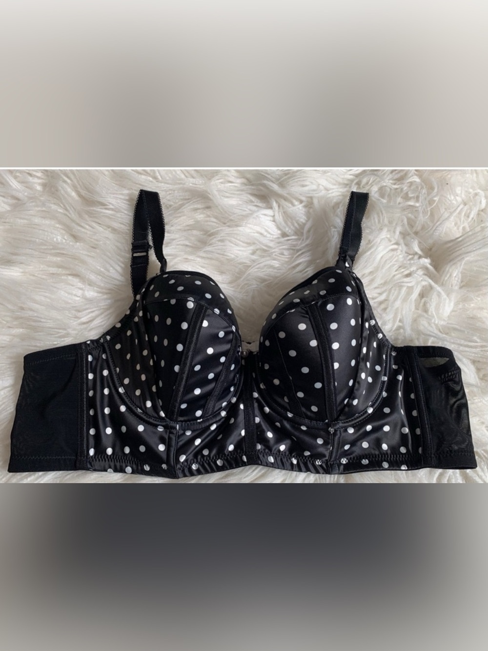 Parfait Charlotte Longline 6977 Full Bust Padded Bra Black White Dot Size 38C